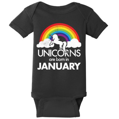 Unicorns Are Born in January Baby Bodysuit