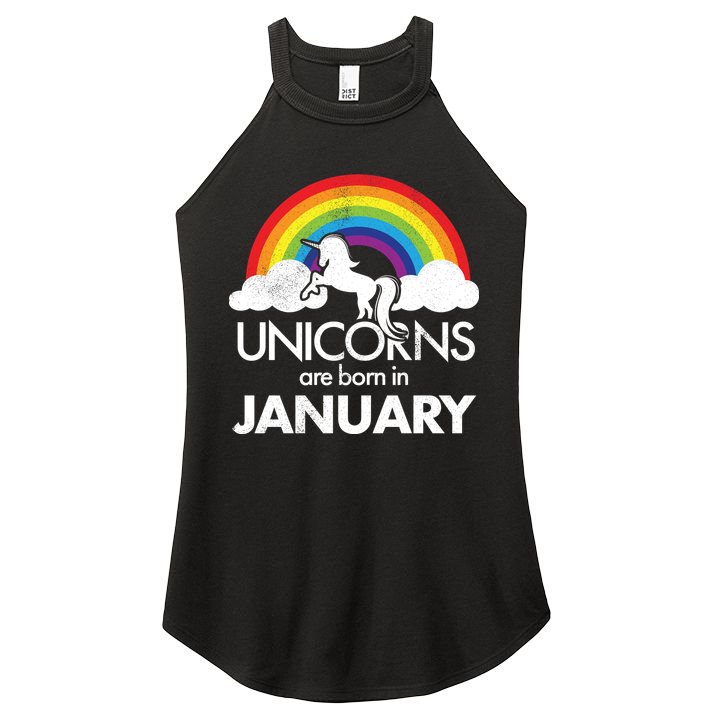 Unicorns Are Born in January Women's Perfect Tri Rocker Tank
