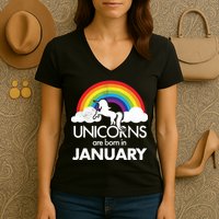 Unicorns Are Born in January Women's V-Neck T-Shirt