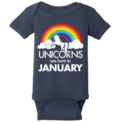 Unicorns Are Born In January Baby Bodysuit