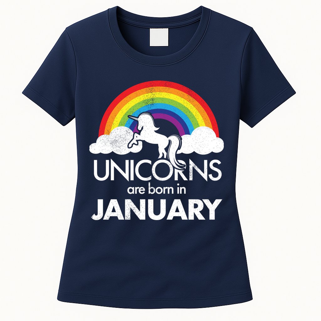 Unicorns Are Born In January Womens T-Shirt