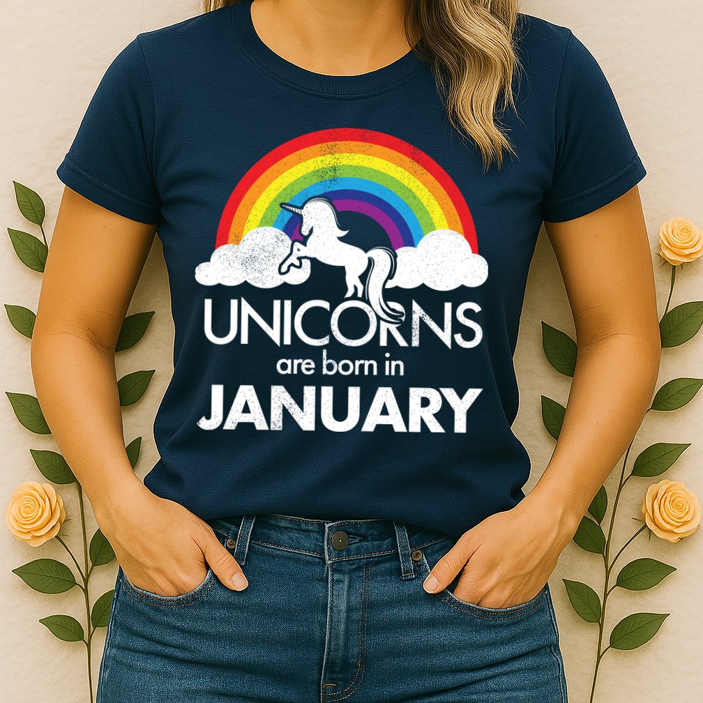Unicorns Are Born In January Womens T-Shirt