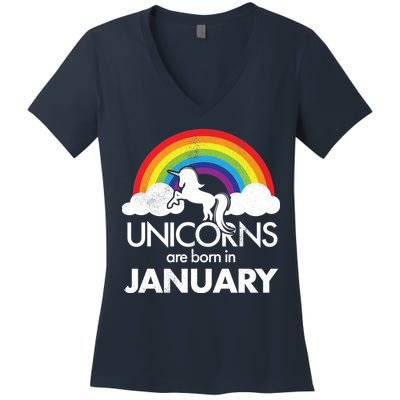 Unicorns Are Born In January Women's V-Neck T-Shirt