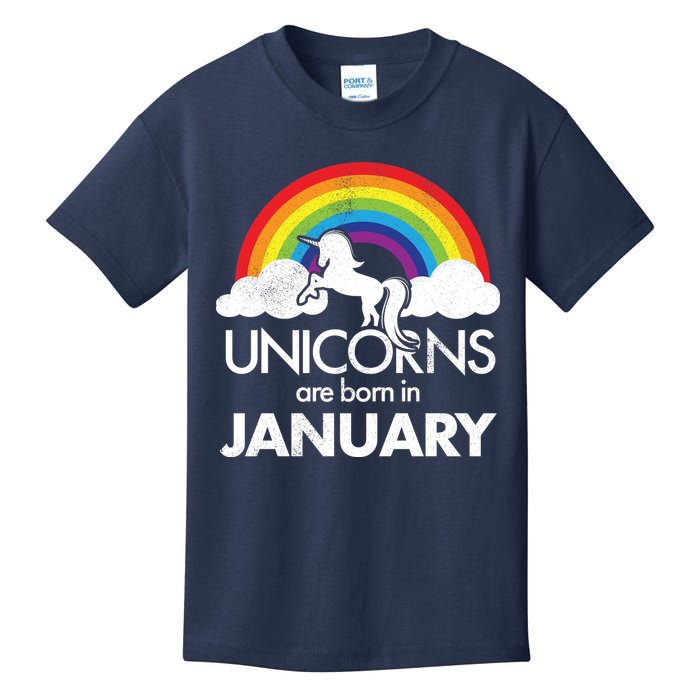 Unicorns Are Born In January Kids T-Shirt
