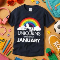 Unicorns Are Born In January Kids T-Shirt
