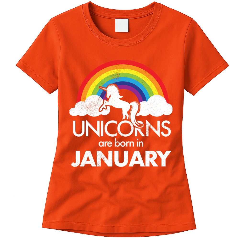 Unicorns Are Born in January Womens T-Shirt