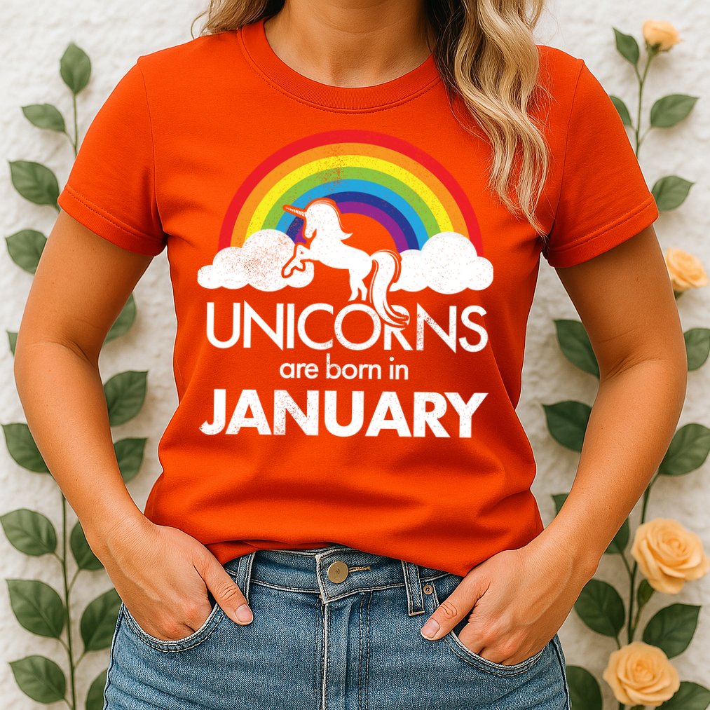 Unicorns Are Born in January Womens T-Shirt