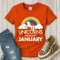 Unicorns Are Born in January Womens T-Shirt