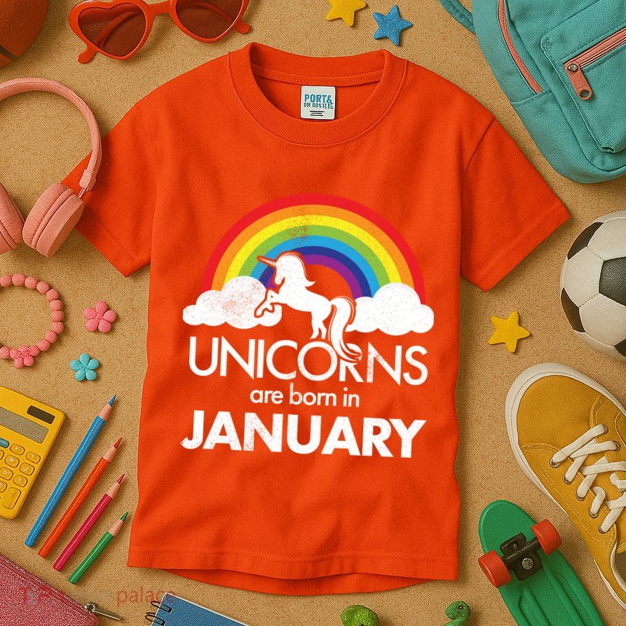 Unicorns Are Born in January Kids T-Shirt