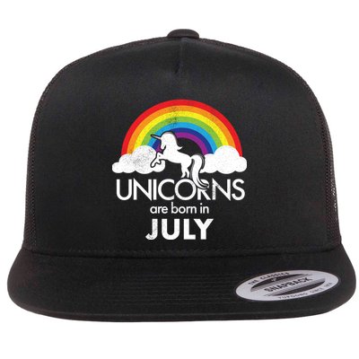 Unicorns Are Born In July Rainbow Retro Flatbill Hat