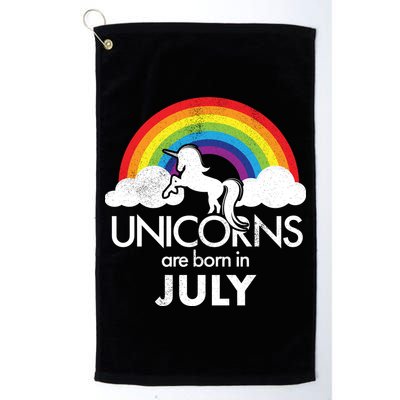 Unicorns Are Born In July Rainbow Retro Golf Towel