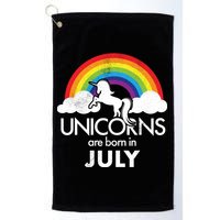 Unicorns Are Born In July Rainbow Retro Golf Towel