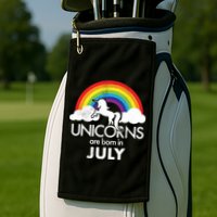 Unicorns Are Born In July Rainbow Retro Golf Towel