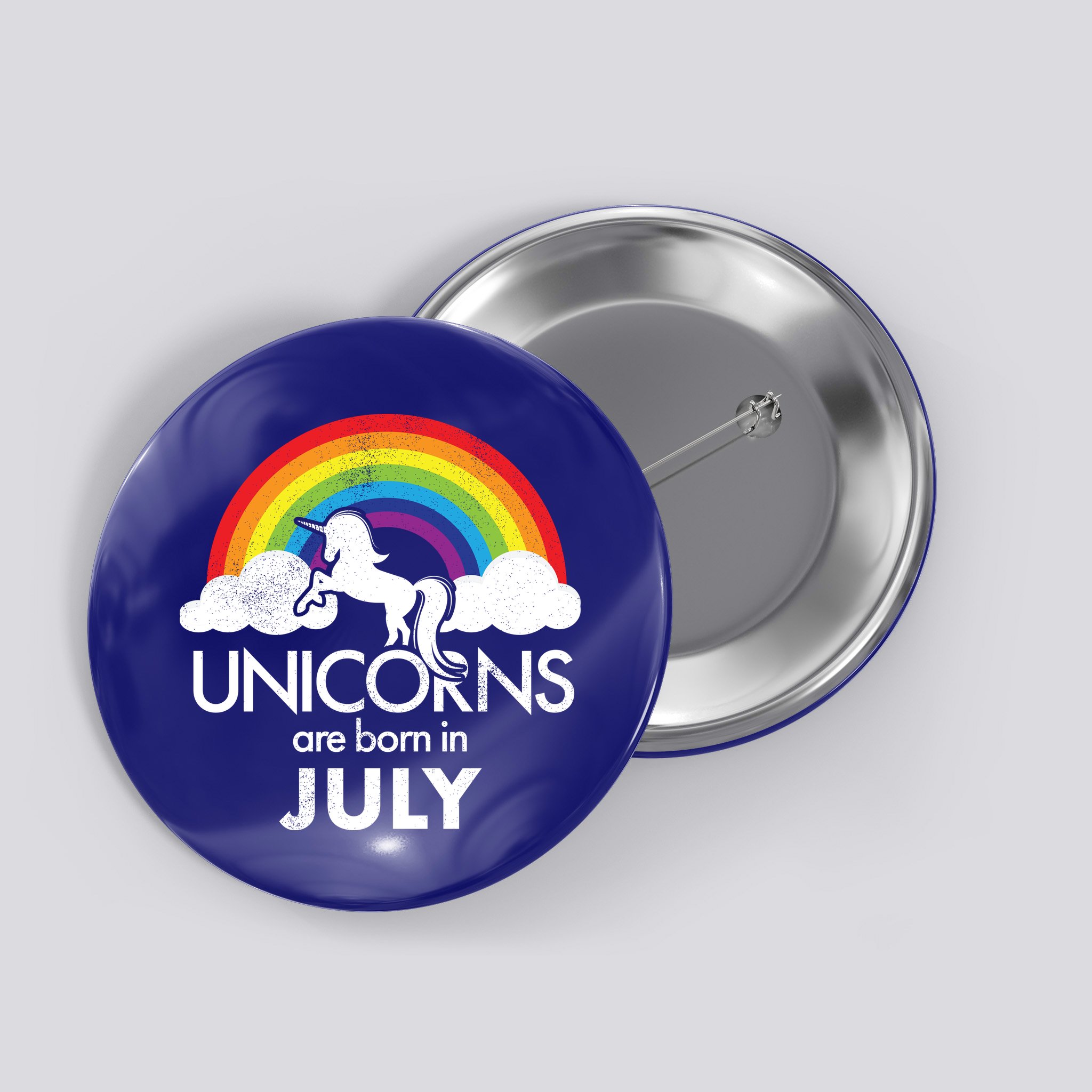 Unicorns Are Born In July Rainbow Retro Button