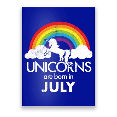 Unicorns Are Born In July Rainbow Retro Poster