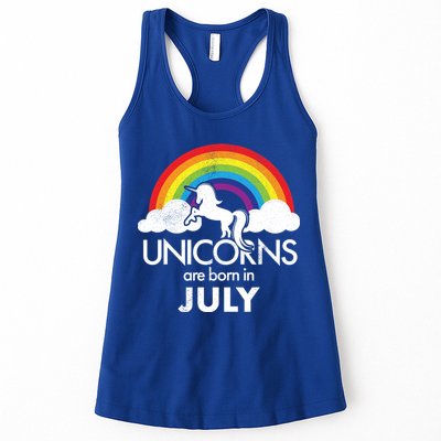 Unicorns Are Born In July Rainbow Retro Womens Tank Top