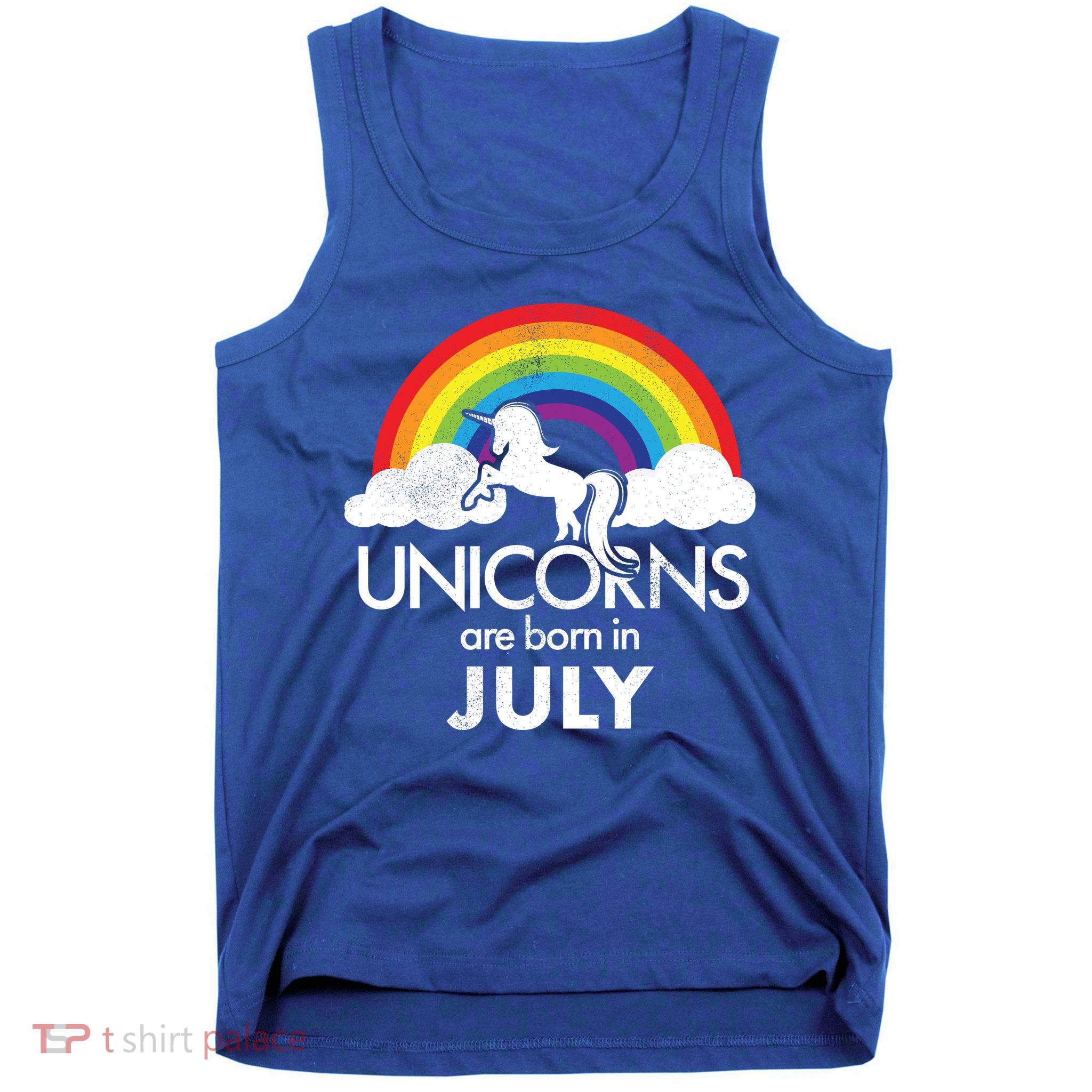 Unicorns Are Born In July Rainbow Retro Tank Top