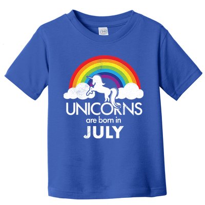 Unicorns Are Born In July Rainbow Retro Toddler T-Shirt