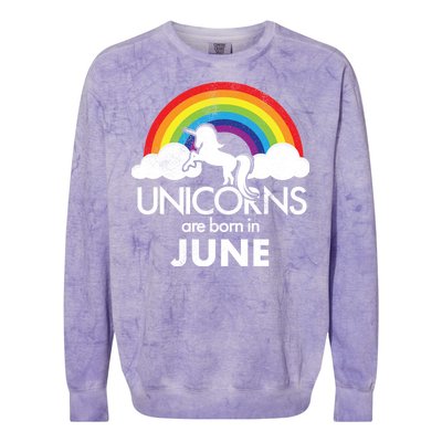 Unicorns Are Born in June Colorblast Crewneck Sweatshirt