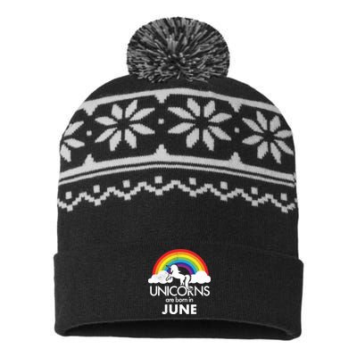 Unicorns Are Born in June USA-Made Snowflake Beanie