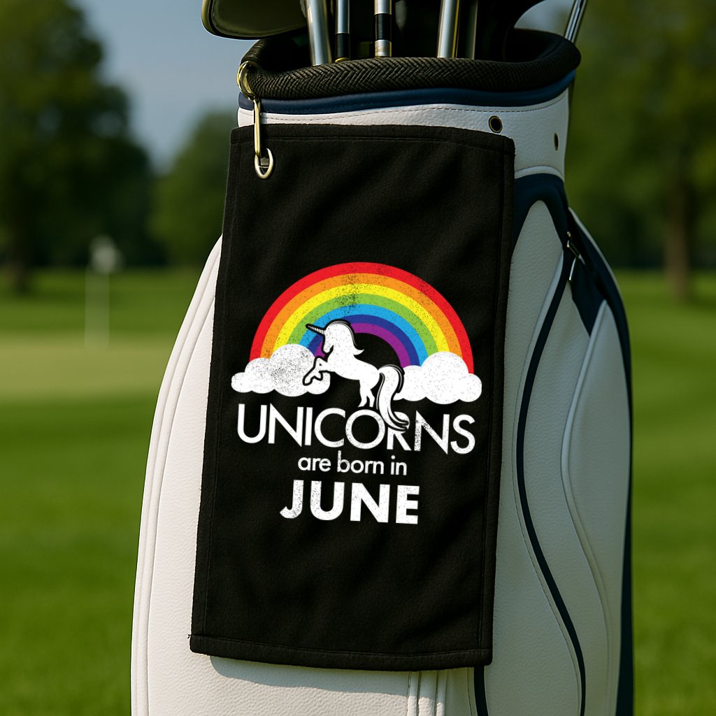 Unicorns Are Born in June Golf Towel