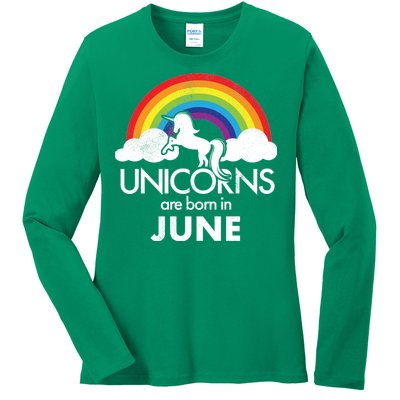 Unicorns Are Born in June Ladies Long Sleeve Shirt