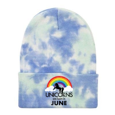 Unicorns Are Born in June Tie Dye 12in Knit Beanie