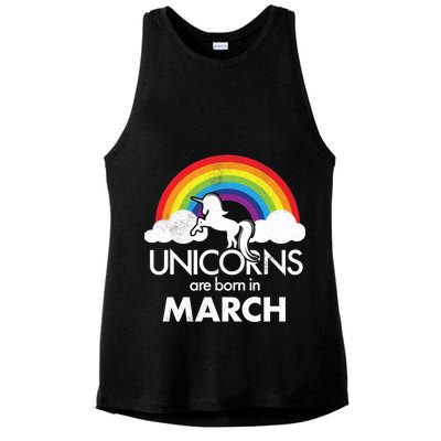 Unicorns Are Born in March Ladies PosiCharge Tri-Blend Wicking Tank