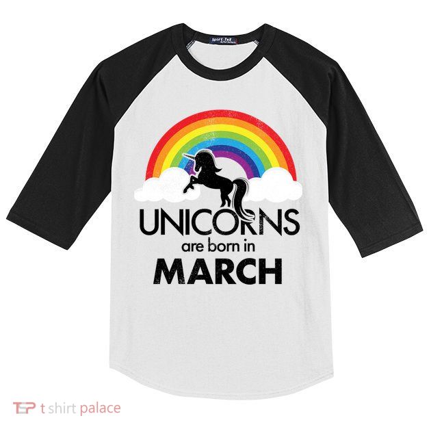 Unicorns Are Born in March Kids Colorblock Raglan Jersey