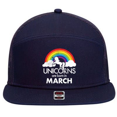 Unicorns Are Born in March 7 Panel Mesh Trucker Snapback Hat