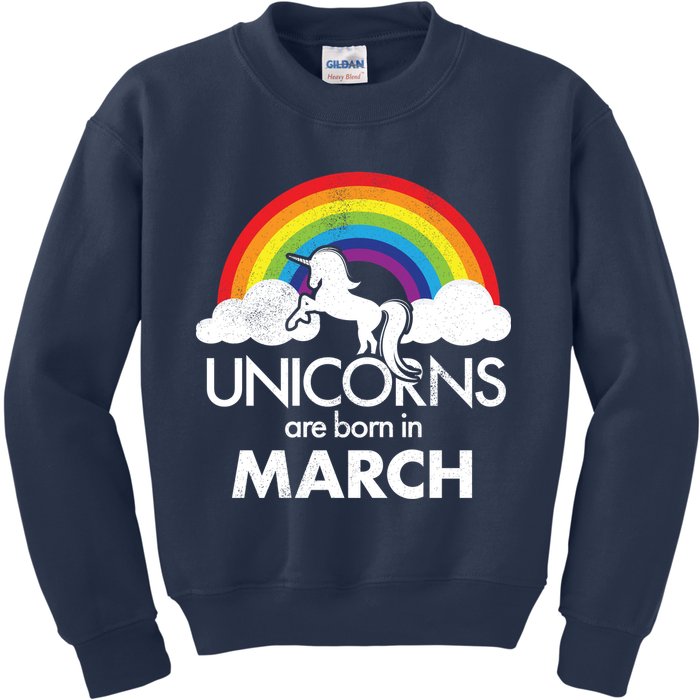 Unicorns Are Born in March Kids Sweatshirt