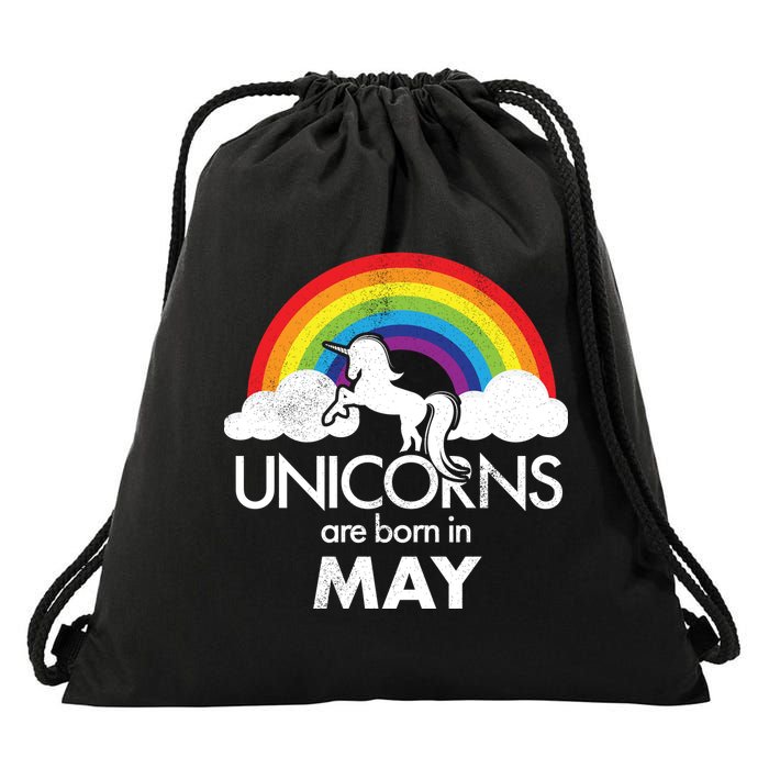 Unicorns Are Born in May Drawstring Bag