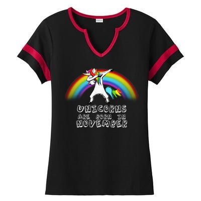 Unicorns Are Born In November Ladies Halftime Notch Neck Tee