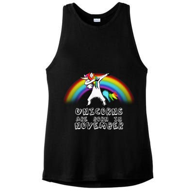 Unicorns Are Born In November Ladies PosiCharge Tri-Blend Wicking Tank