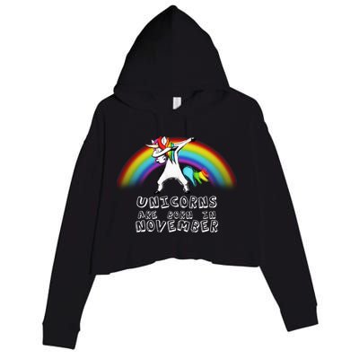 Unicorns Are Born In November Crop Fleece Hoodie