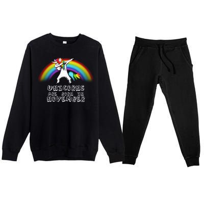 Unicorns Are Born In November Premium Crewneck Sweatsuit Set