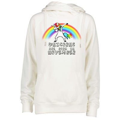 Unicorns Are Born In November Womens Funnel Neck Pullover Hood