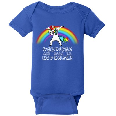 Unicorns Are Born In November Baby Bodysuit