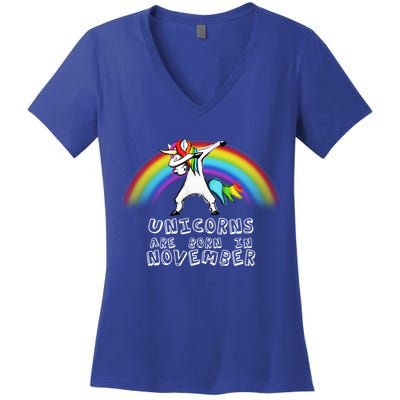 Unicorns Are Born In November Women's V-Neck T-Shirt