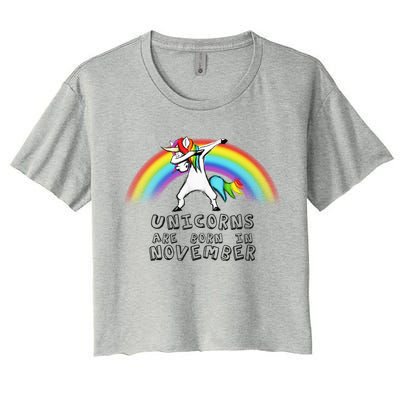 Unicorns Are Born In November Women's Crop Top Tee