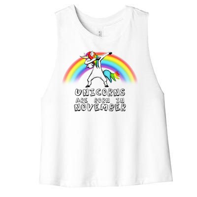 Unicorns Are Born In November Women's Racerback Cropped Tank