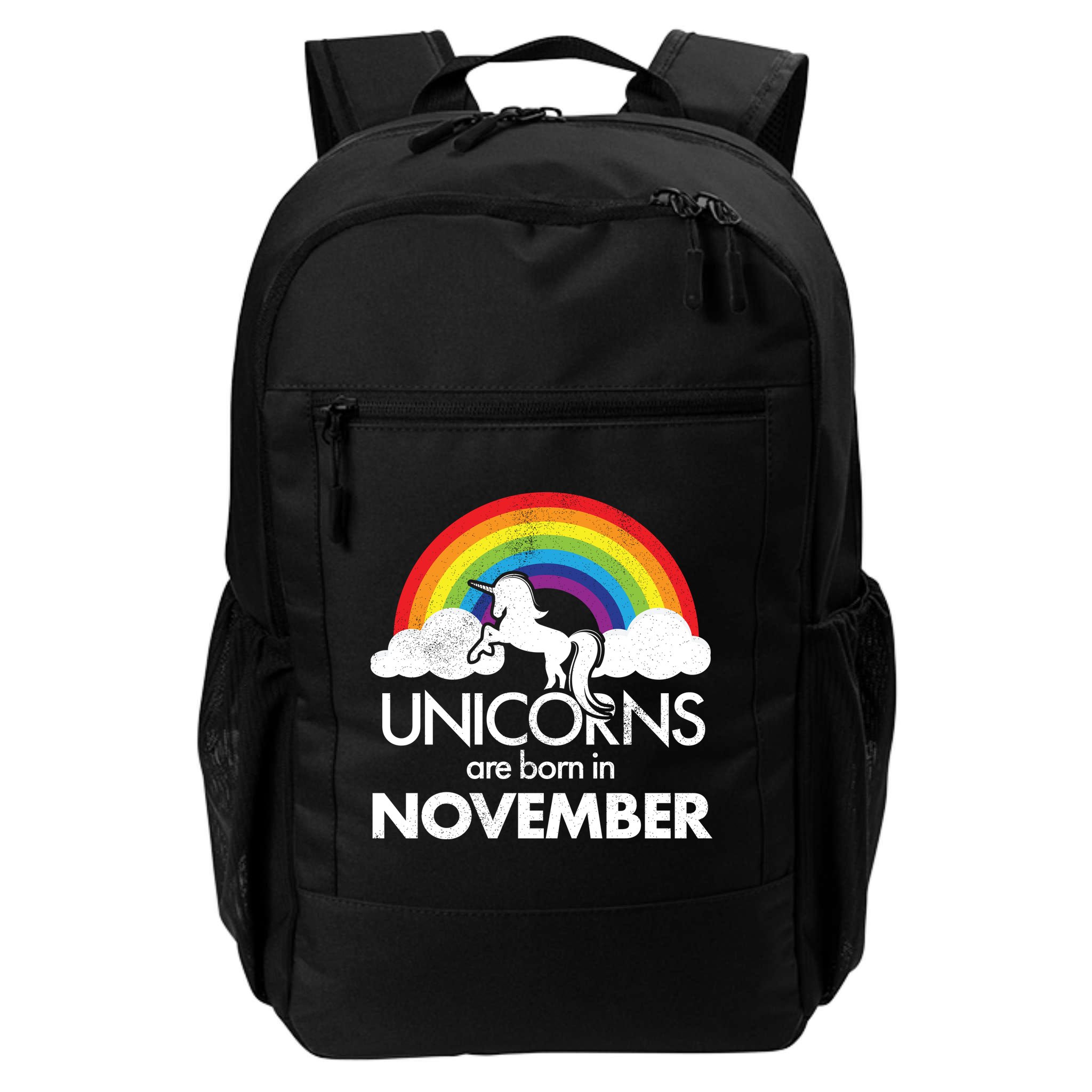 Unicorns Are Born In November Rainbow Retro Backpack