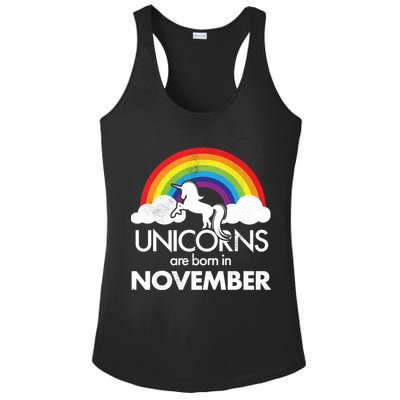 Unicorns Are Born In November Rainbow Retro Ladies PosiCharge Competitor Racerback Tank