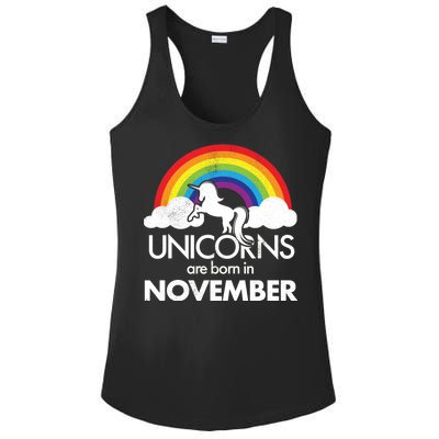 Unicorns Are Born In November Rainbow Retro Ladies PosiCharge Competitor Racerback Tank