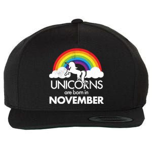 Unicorns Are Born In November Rainbow Retro Wool Snapback Cap