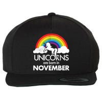 Unicorns Are Born In November Rainbow Retro Wool Snapback Cap