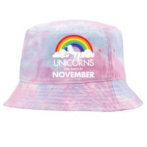 Unicorns Are Born In November Rainbow Retro Tie-Dyed Bucket Hat