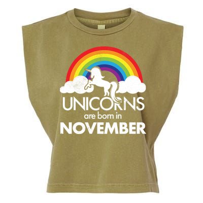 Unicorns Are Born In November Rainbow Retro Garment-Dyed Women's Muscle Tee