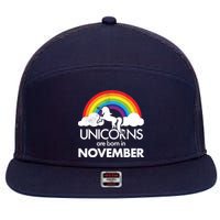 Unicorns Are Born In November Rainbow Retro 7 Panel Mesh Trucker Snapback Hat