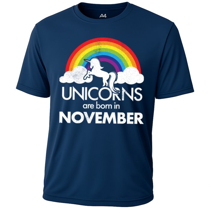 Unicorns Are Born In November Rainbow Retro Performance Shirt